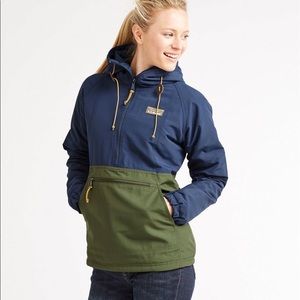 L.L. Bean Women’s Mountain Classic Insulated Anorak | Blue & Green | Size: Large